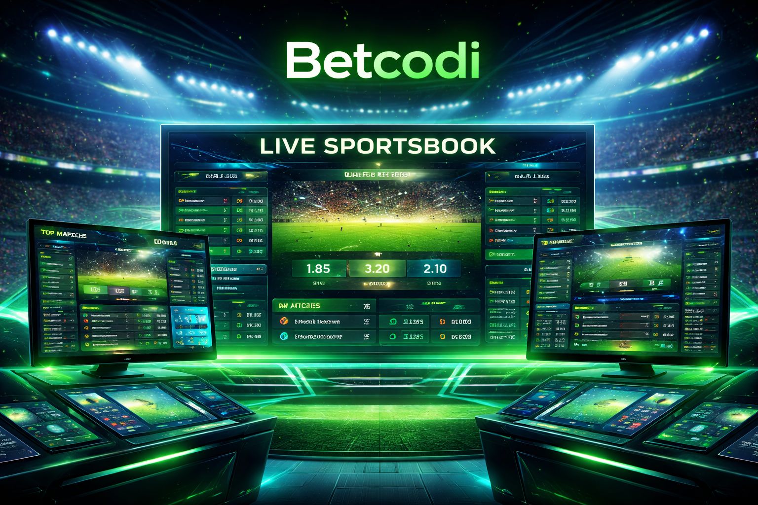 Panel de apuestas deportivas Betcodi con mercados de partidos en vivo